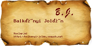 Balkányi Jolán névjegykártya