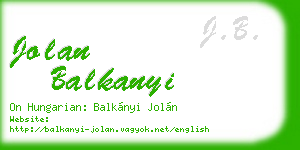 jolan balkanyi business card